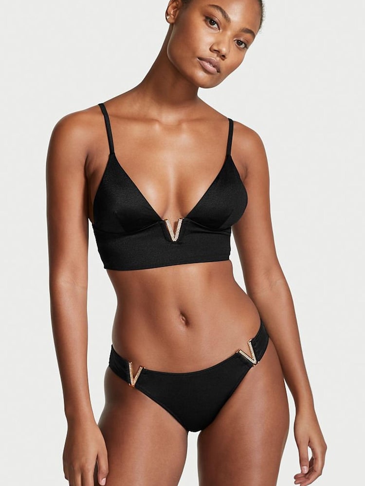 Victoria's Secret Black Plunge Triangle Bikini Top - Image 1 of 3