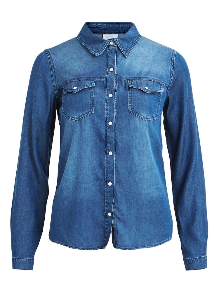 VILA Dark Blue Denim Shirt - Image 4 of 4 VILA Dark Blue Denim Shirt - Image 4 of 4
