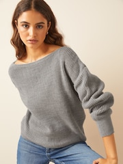 Friends Like These Grey Off The Shoulder Jumper - Image 1 of 4