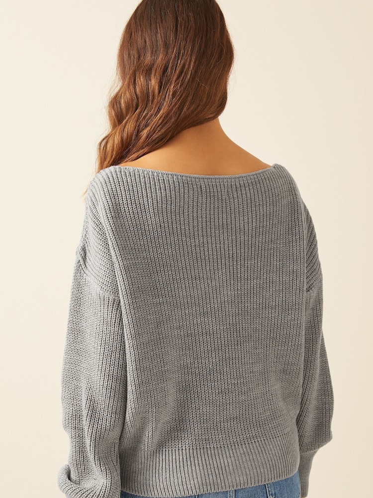 Friends Like These Grey Off The Shoulder Jumper - Image 2 of 4