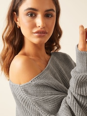 Friends Like These Grey Off The Shoulder Jumper - Image 4 of 4