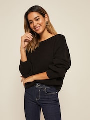 Friends Like These Black Slash Neck Jumper - Image 1 of 4