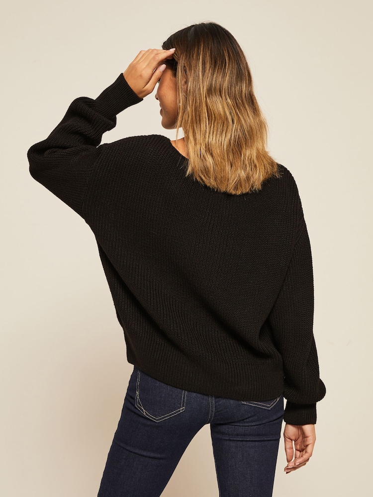 Friends Like These Black Slash Neck Jumper - Image 2 of 4