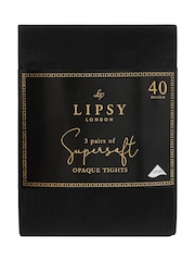 Lipsy Black 3 Pack Super Soft 40 Denier Tights - Image 3 of 3