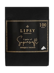 Lipsy Black 3 Pack Super Soft 100 Denier Tights - Image 3 of 3