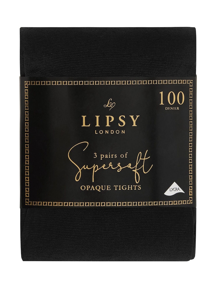 Lipsy Black 3 Pack Super Soft 100 Denier Tights - Image 3 of 3