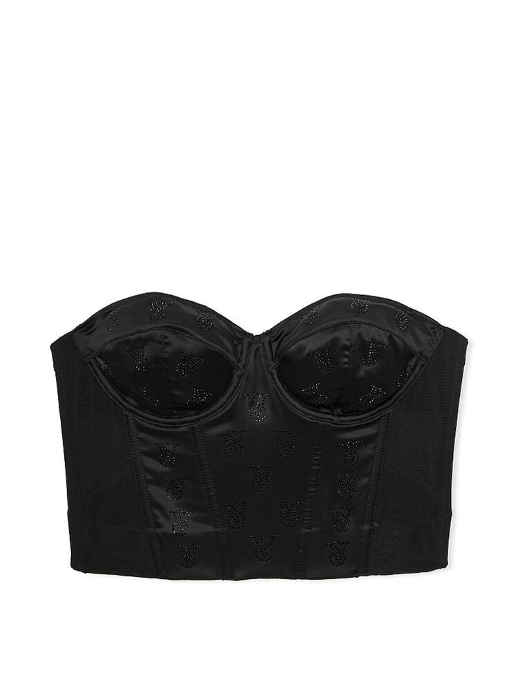 Victoria's Secret Black Satin Logo Push Up Bra Top - Image 4 of 4