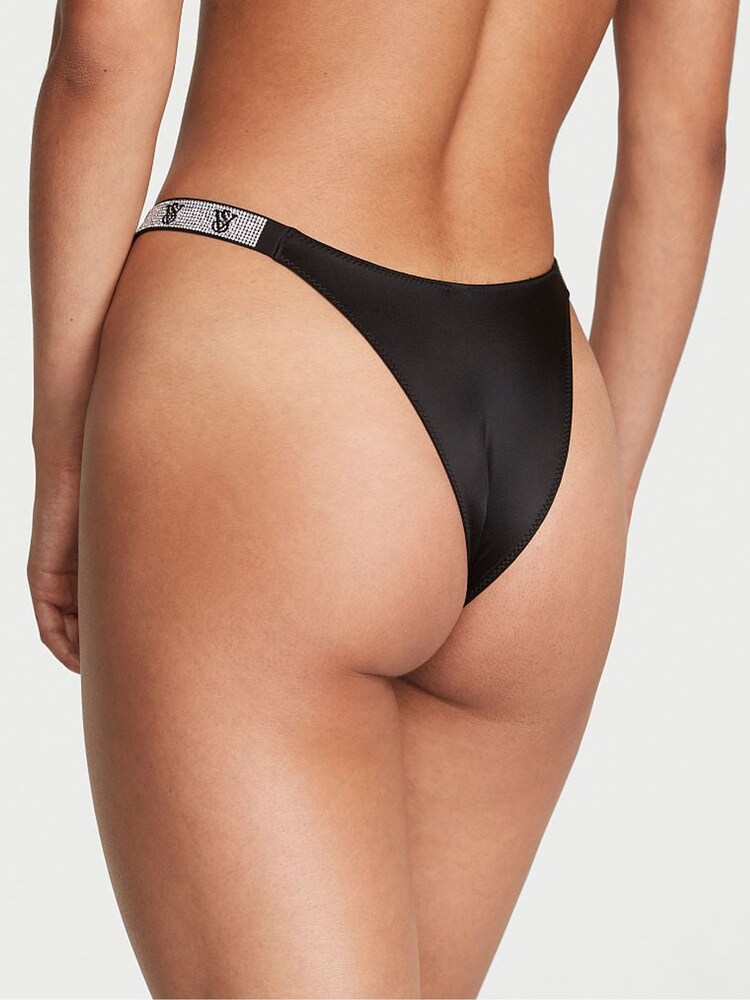 Victoria's Secret Black Smooth Monogram Brazilian Shine Strap Knickers - Image 2 of 3