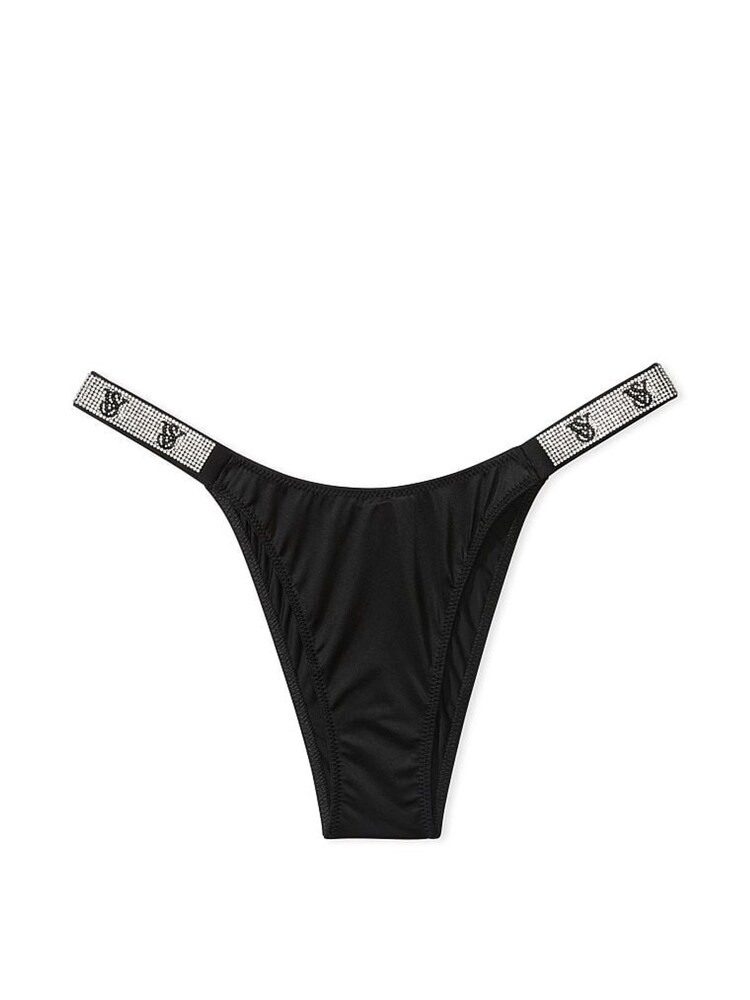Victoria's Secret Black Smooth Monogram Brazilian Shine Strap Knickers - Image 3 of 3