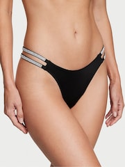 Victoria's Secret Black Smooth Double Thong Shine Strap Knickers - Image 1 of 3