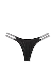 Victoria's Secret Black Smooth Double Thong Shine Strap Knickers - Image 3 of 3