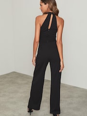 Lipsy Black Halter Button Jumpsuit - Image 2 of 3