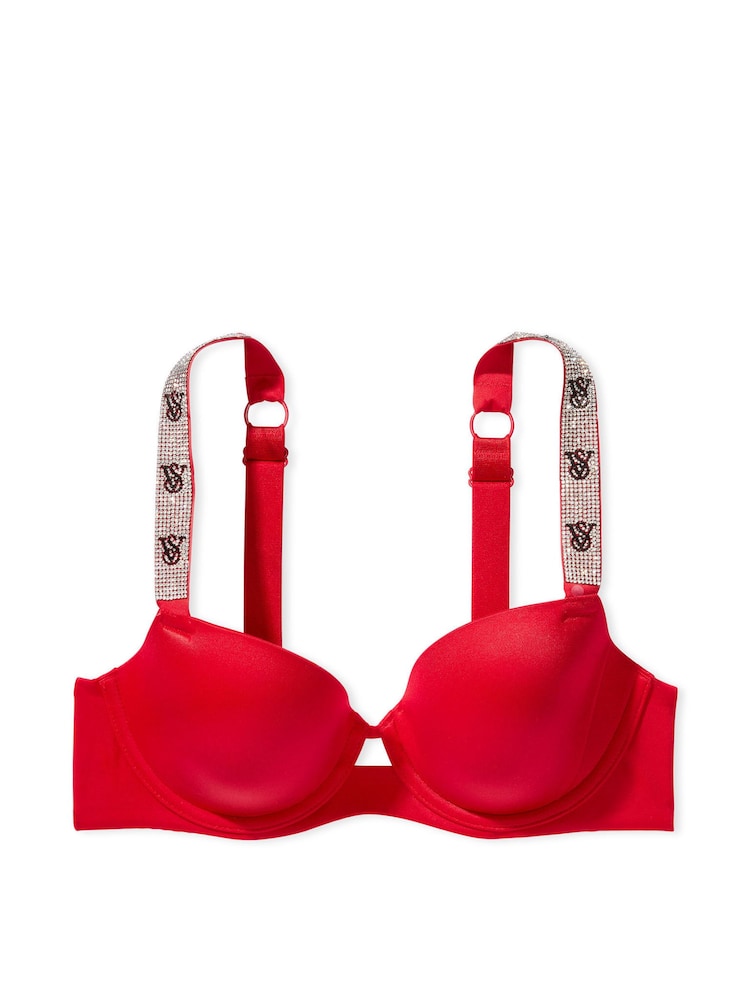 Victoria's Secret Lipstick Red Monogram Shine Strap Demi Bra - Image 3 of 3