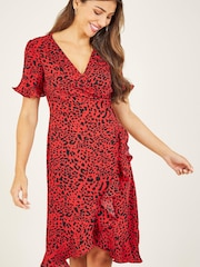 Yumi Red Animal Print 'Abbie' Wrap Dress - Image 1 of 4