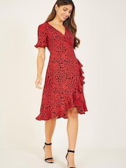 Yumi Red Animal Print 'Abbie' Wrap Dress - Image 2 of 4