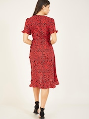 Yumi Red Animal Print 'Abbie' Wrap Dress - Image 3 of 4