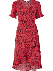 Yumi Red Animal Print 'Abbie' Wrap Dress - Image 4 of 4