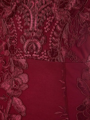 Quiz Red Lace Bardot Dip Hem Dress - Image 6 of 6