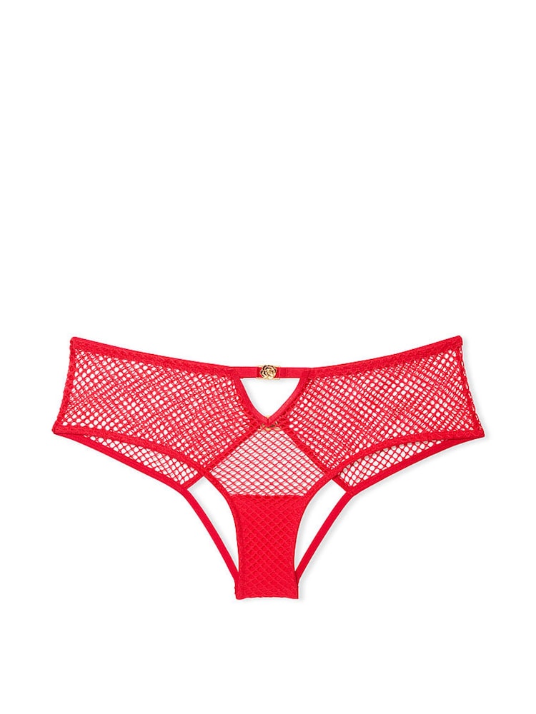 Victoria's Secret Lipstick Red Fishnet Cheeky Knickers - Image 3 of 3
