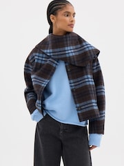 Hush Brown Rix Double Faced Wool Check Jacket - Image 1 of 7