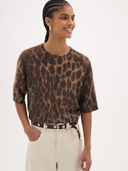 Hush Animal Maple Leopard Print Knitted T-Shirt - Image 1 of 5