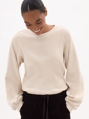 Hush Natural Elodie Puff Detail Cuff Cotton Top - Image 1 of 5