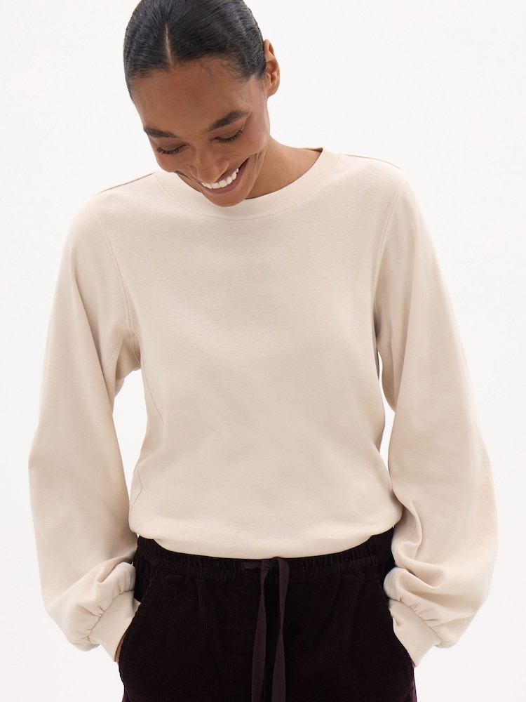 Hush Natural Elodie Puff Detail Cuff Cotton Top - Image 1 of 5