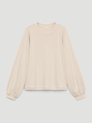 Hush Natural Elodie Puff Detail Cuff Cotton Top - Image 5 of 5