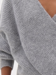 Hush Grey Betty Fluffy Cross Front Jumper - Image 4 of 5