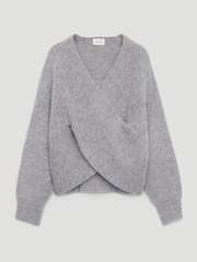 Hush Grey Betty Fluffy Cross Front Jumper - Image 5 of 5