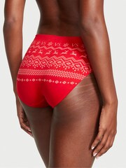 Victoria's Secret Lipstick Red Reindeer Fairisle Smooth High Leg Knickers - Image 2 of 3