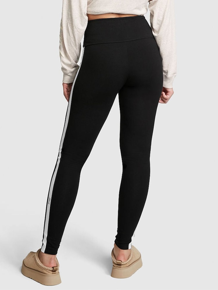 Victoria's Secret PINK Pure Black Cotton Side Stripe Legging - Image 2 of 4