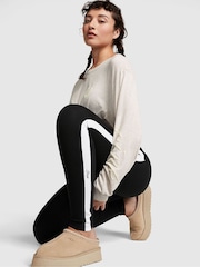 Victoria's Secret PINK Pure Black Cotton Side Stripe Legging - Image 3 of 4