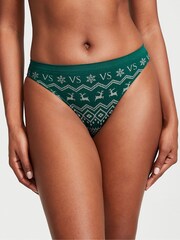 Victoria's Secret Black Ivy Green Reindeer Fairisle Smooth Bikini Knickers - Image 2 of 3