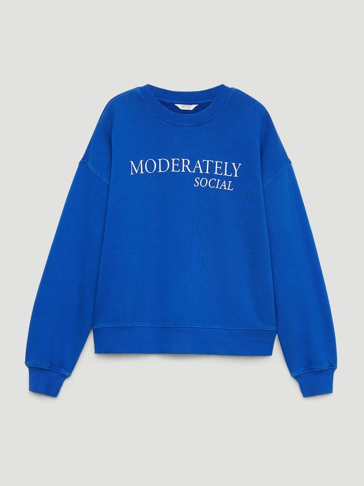Hush Blue Graphic Washed Cotton Sweatshirt - Image 3 of 3