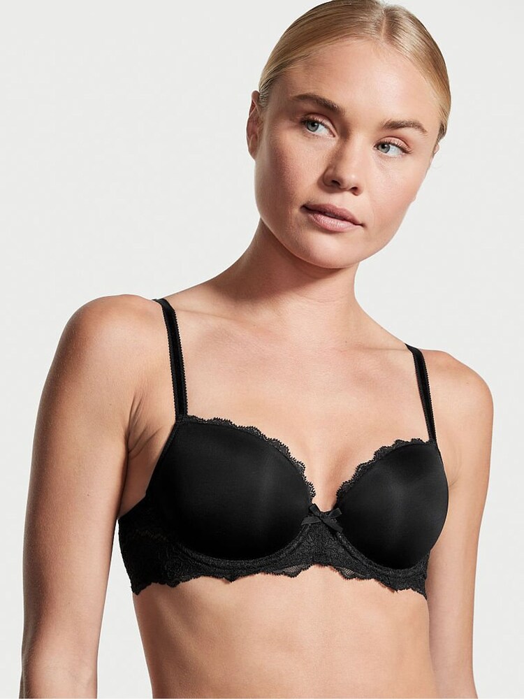 Victoria's Secret Black Lace Wing Lightly Lined Demi Bra - Image 1 of 2