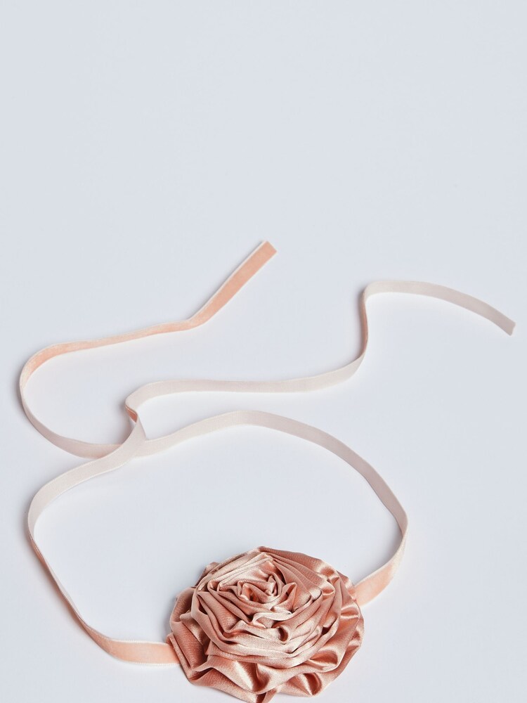 Lipsy Pink Satin Flower Corsage Choker Necklace - Image 4 of 4