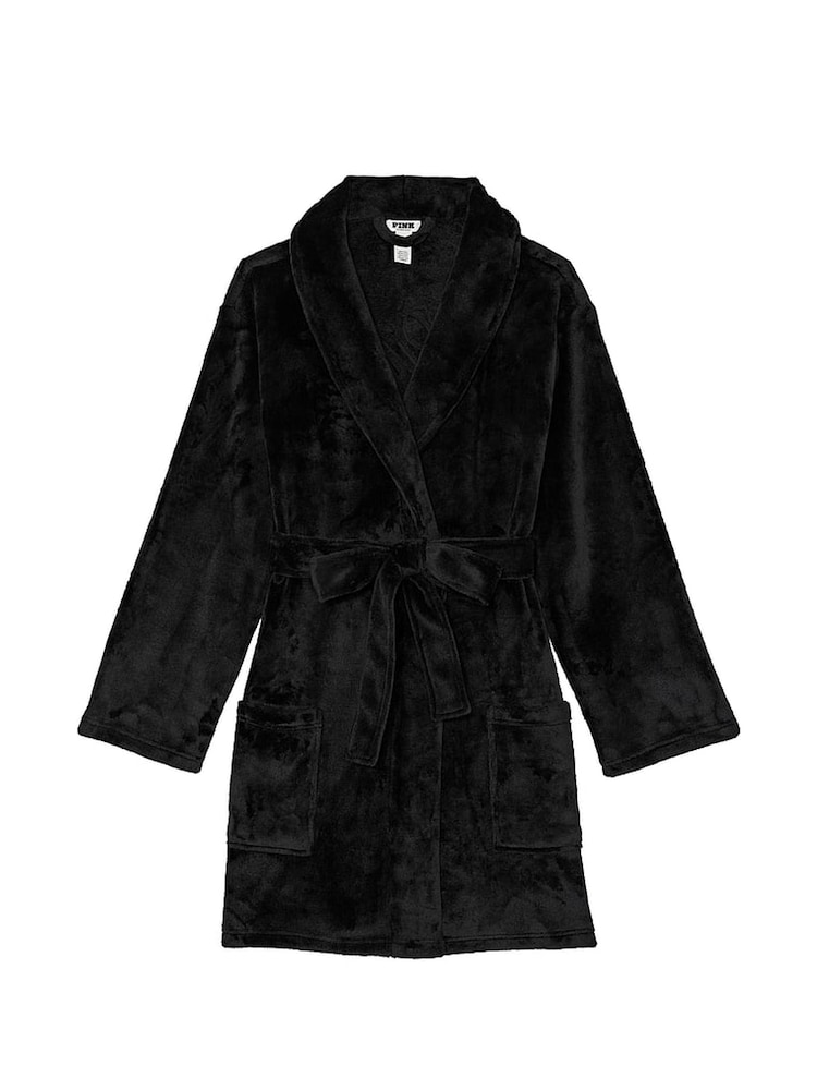 Victoria's Secret PINK Black Cosy Long Sleeve Dressing Gown - Image 3 of 3