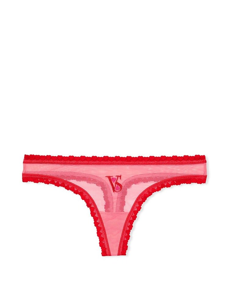 Victoria's Secret Cocktail Pink Lace No Show Thong Knickers - Image 3 of 3
