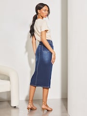 Lipsy Denim-Midirock mit Knopfleiste - Bild 2 von 4