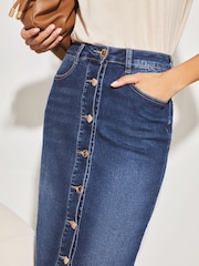 Lipsy Denim-Midirock mit Knopfleiste - Bild 4 von 4