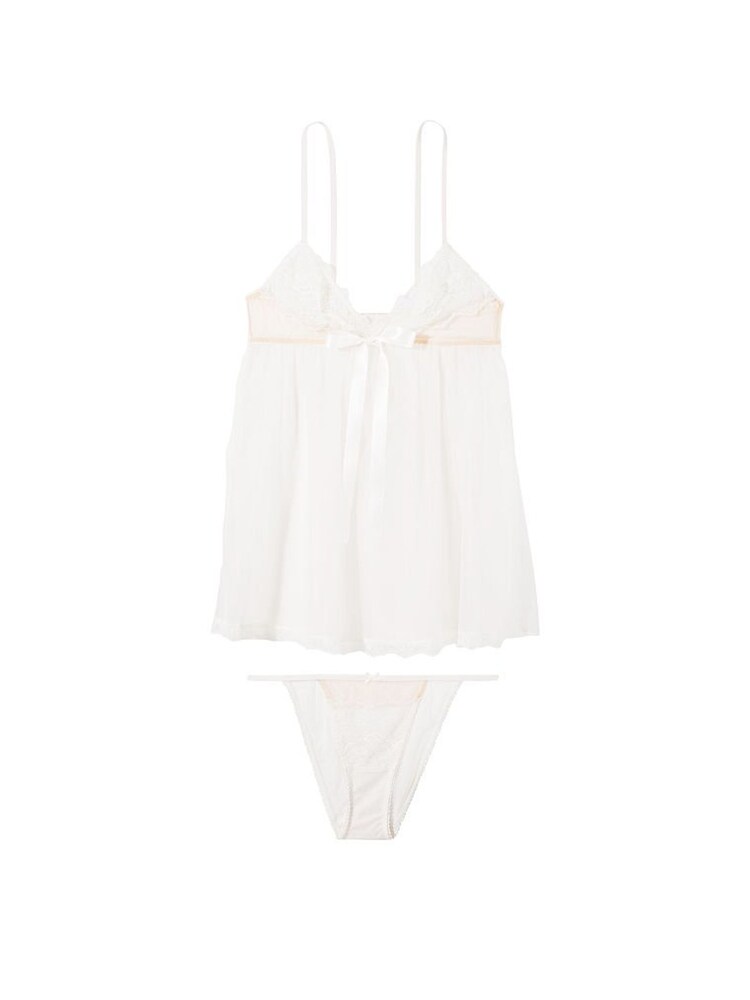 Victoria's Secret Coconut White La Fleur Sheer Mesh And Lace Babydoll - Image 3 of 3 Victoria's Secret Coconut White La Fleur Sheer Mesh And Lace Babydoll - Image 3 of 3