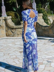 Lipsy Sommer-Maxikleid aus Mesh mit V-Ausschnitt und Raffung vorn und an den Ärmeln - Bild 2 von 4