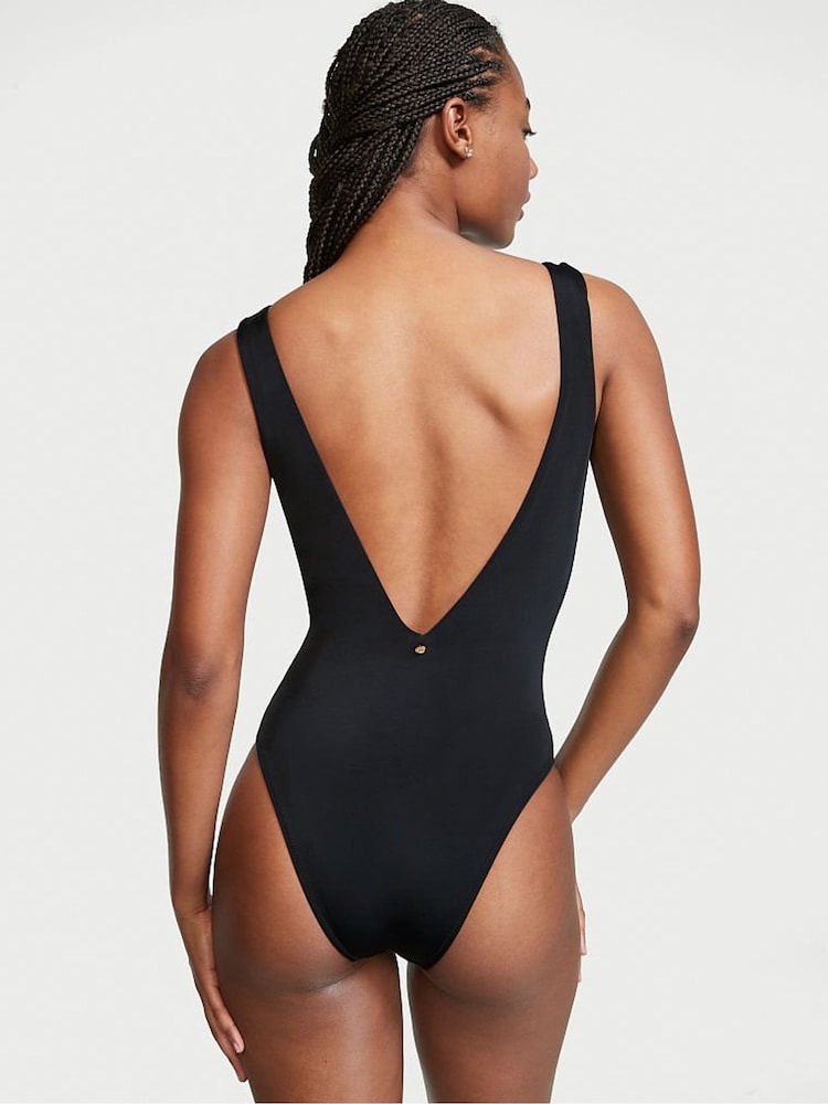 Victoria's Secret Black V Neck Plunge Open Back Swimsuit - Image 2 of 3