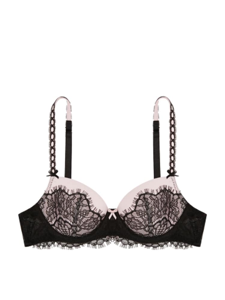 Victoria's Secret Black Lightly Lined Heritage Ribbon Slot Demi Bra with Lace - Image 1 of 2