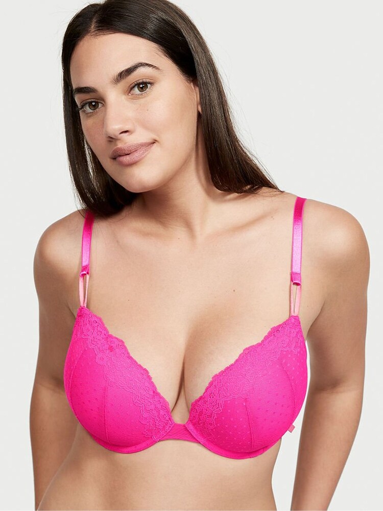 Victoria's Secret Pink Fever Lace Push Up T-Shirt Bra - Image 1 of 4