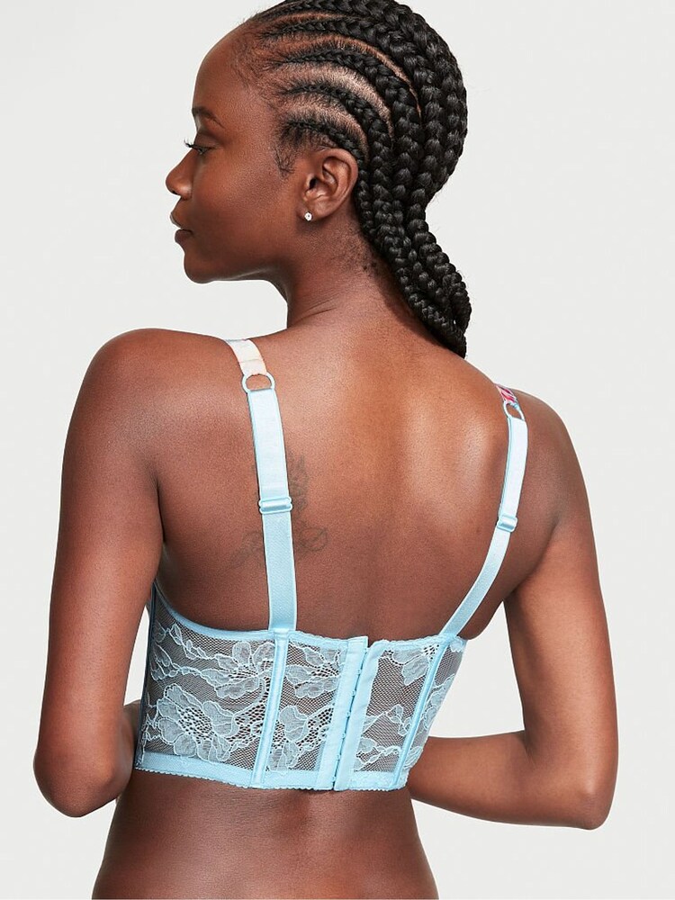 Victoria's Secret Blue Satin Shine Strap Push Up Bra Top - Image 2 of 4 Victoria's Secret Blue Satin Shine Strap Push Up Bra Top - Image 2 of 4