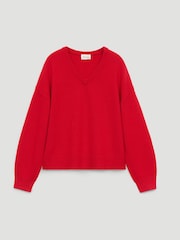 Hush Red Millie Merino Wool V-Neck Jumper - Image 1 of 1
