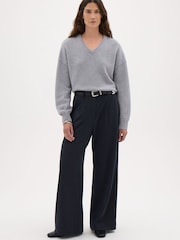 Hush Grey Millie Merino Wool V-Neck Jumper - Image 2 of 5