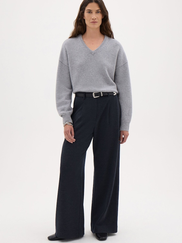 Hush Grey Millie Merino Wool V-Neck Jumper - Image 2 of 5